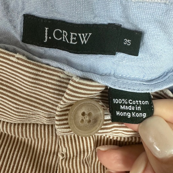J. Crew Mens Shorts Size 35 Brown Striped Cotton Casual‎ Classic Fit - Picture 3 of 10